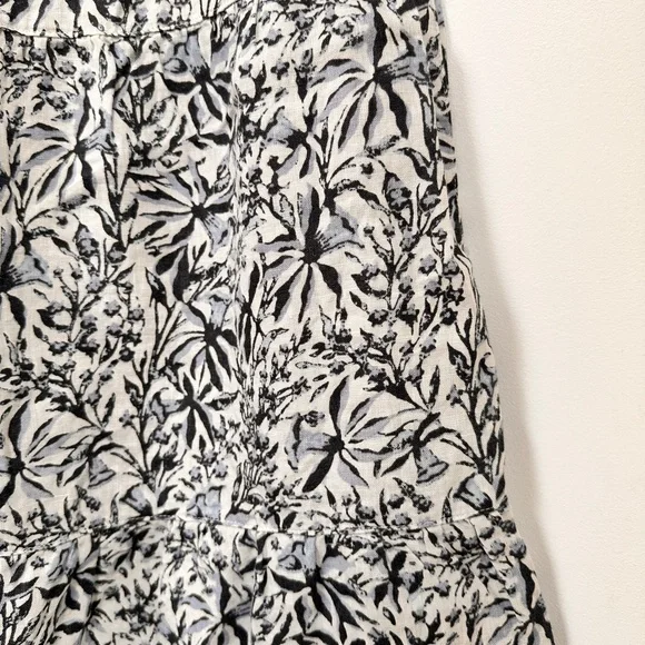 Lucky Brand 100% Linen Tiered Dress Womens S Bluebell Floral Sleeveless NEW - Picture 5 of 11